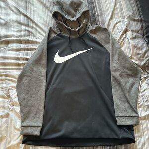 Nike Dri-fit Big Swoosh Black and Grey Hoodie US Men’s Size XXL